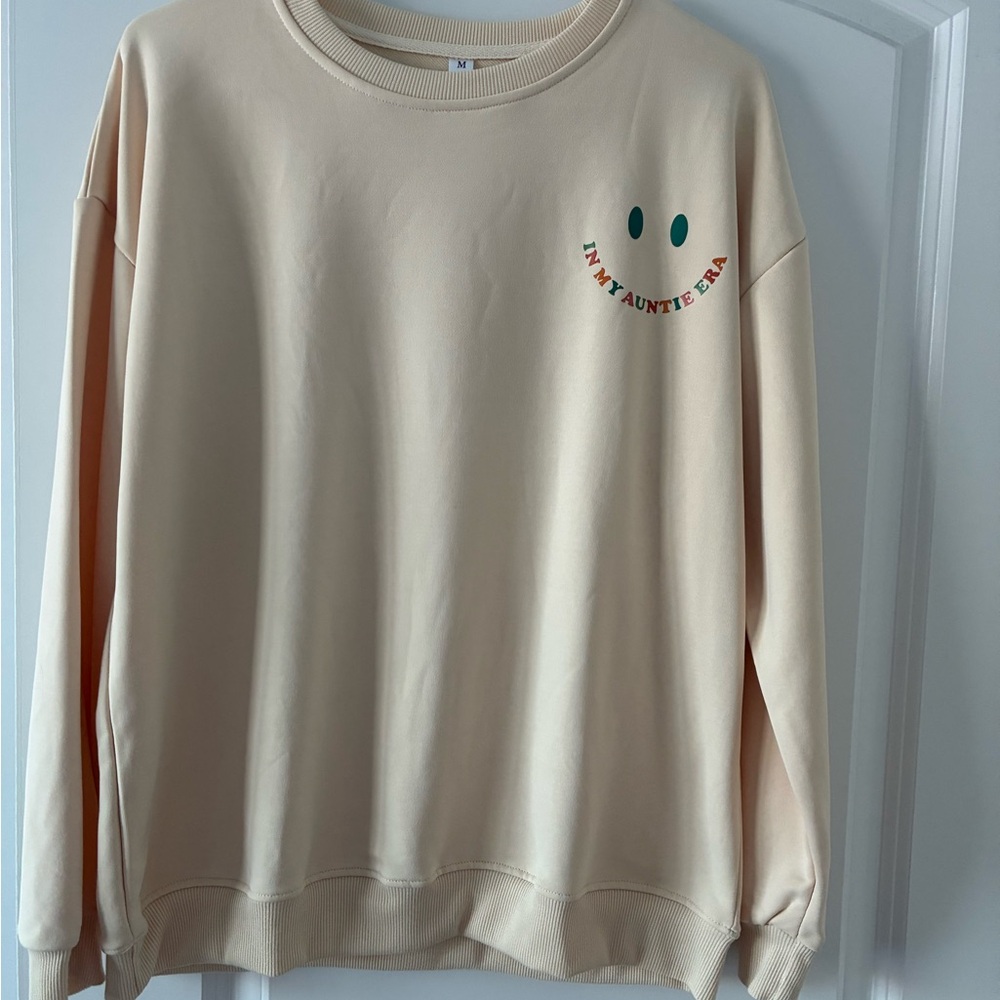 Cream Sweatshirt with Smiley Face